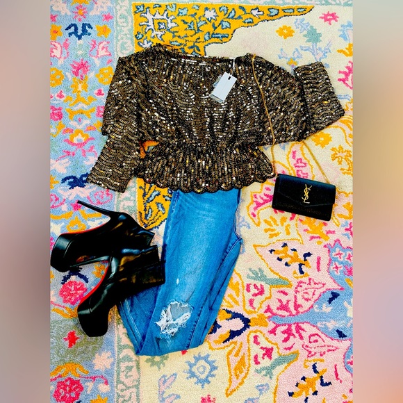 VICI COLLECTION sequined blouse size S - Picture 1 of 3